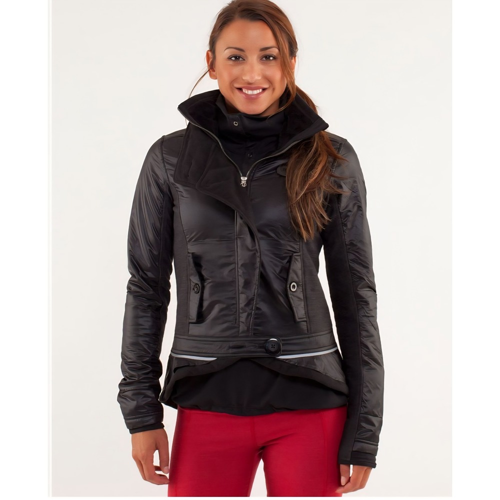 Lululemon Pedal Power Jacket 2012 Black Cycling Techwear Moto Jacket Size 6